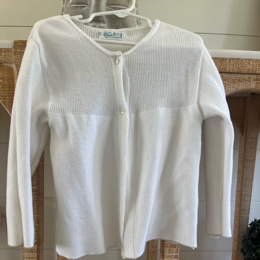 Feltman Bros White Button-Up Cardigan Sweater